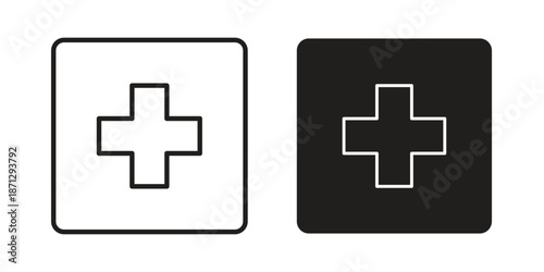 Plus icons in black glyph and liner versions for design.