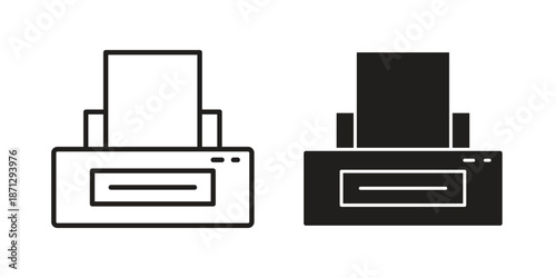 Print icons in black glyph and liner versions for design.