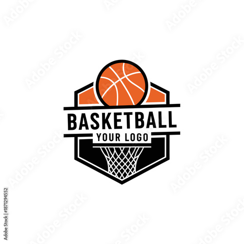Dynamic basketball logo with modern design elements for sports branding