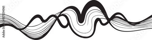 Black and white wavy lines abstract design element