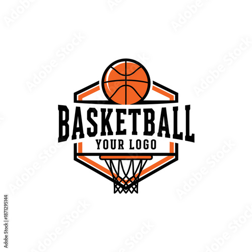 Dynamic basketball logo featuring vibrant orange ball and artistic design