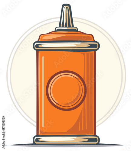 Cartoon illustration of a classic orange sauce squeeze bottle dispenser