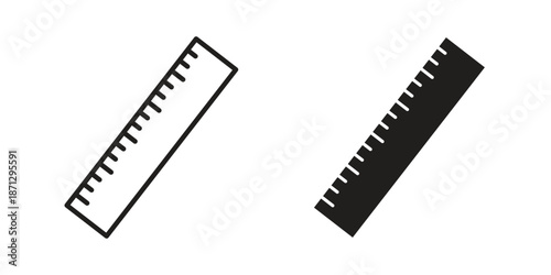 Ruler icons in black glyph and liner versions for design.