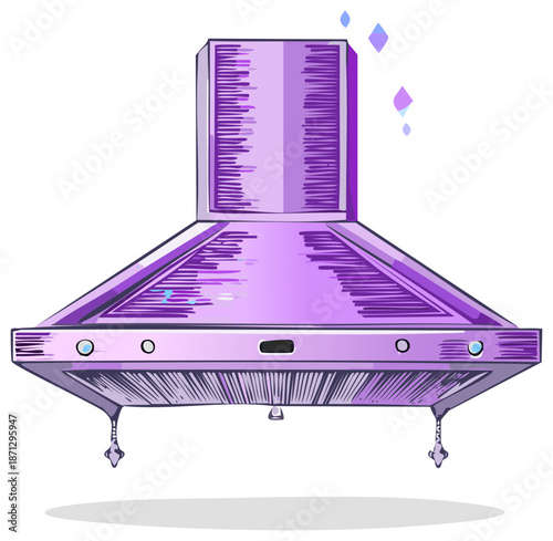 Violet Kitchen Exhaust Fan with Hatching and Gems in Cartoon Style