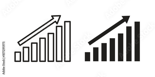 Sales growth icons in black glyph and liner versions for design.