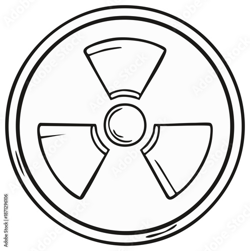 Radiation symbol outline drawing. Danger icon representing nuclear hazard or warning.