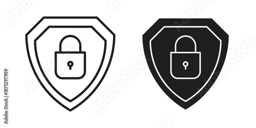 Shield lock icons in black glyph and liner versions for design.