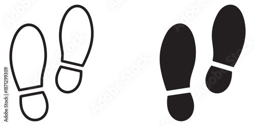 Minimalist footprint icon set featuring outline and filled shoe prints for navigation design