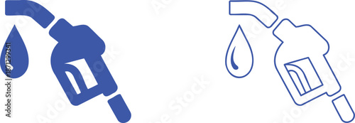 Blue gas pump nozzle with dripping liquid fuel