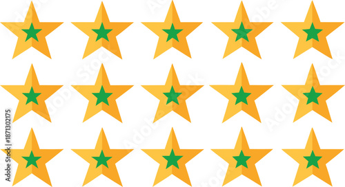 Fifteen Stars in A Grid For Awards and Praise on white.
