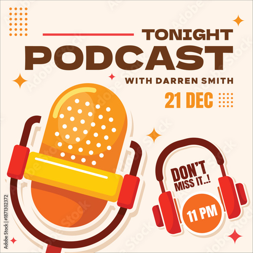 Podcast talkshow banner vector design