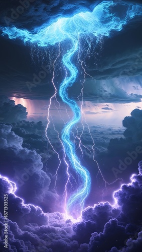 A vibrant electric blue inferno