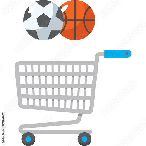 Shopping Cart with Soccer Ball and Basketball