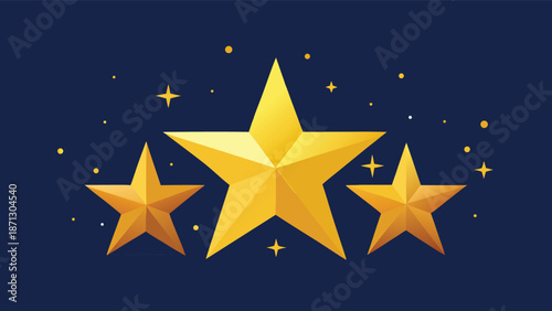 Set of 3 Golden Stars Trio Brighten Up the Scene for Celebration.