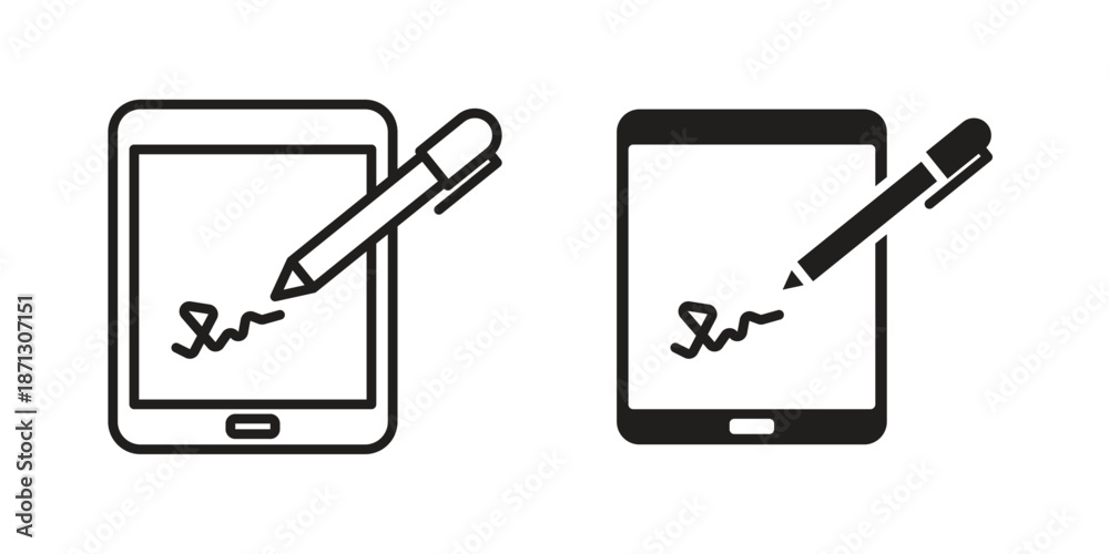 Φωτογραφία Electronic signature icons for web design set in black stroke and solid style