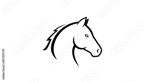 Simple horse head line art drawing with minimalist strokes representing strength and elegance in animal design.
