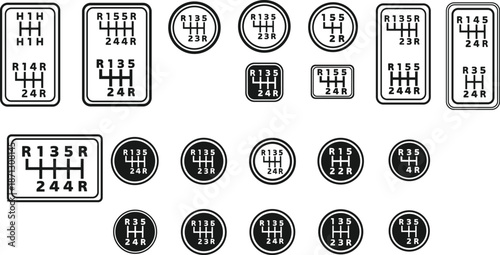 Collection of Manual Gear Shift Patterns and Icons manual transmission automobile