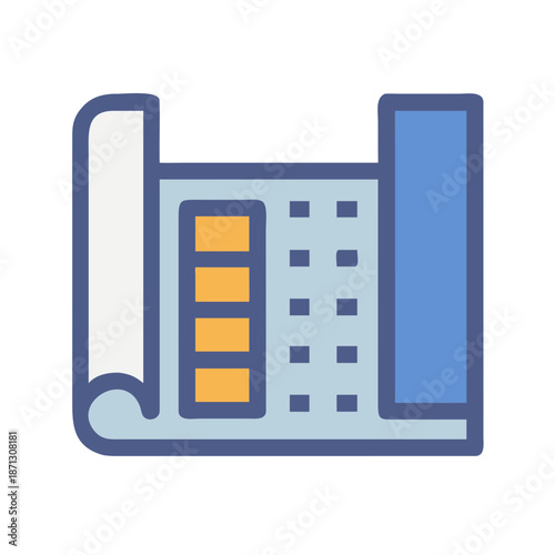 Architectural blueprint design with technical drawing and layout details, building plan