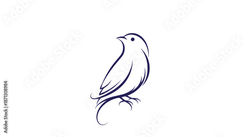 Elegant bird silhouette with flowing lines depicts grace and freedom, suitable for nature-inspired logos and minimalist art.