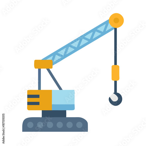 Construction crane vector illustration against black background for construction and industry themes