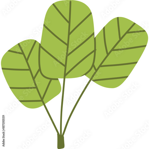 Simple illustration of green leaves on stems