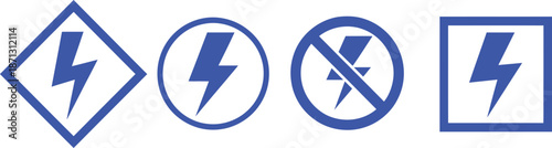 Free Download Four blue lightning bolt symbols on white background - GFXLoad
