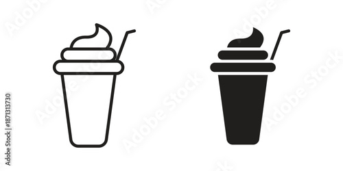 Milkshake icons for web design set in black stroke and solid style. EPS10
