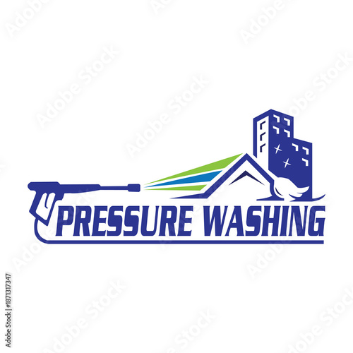 Pressure Washing logo, Pressure Washing Gun logo, Blue washing , Washing logo