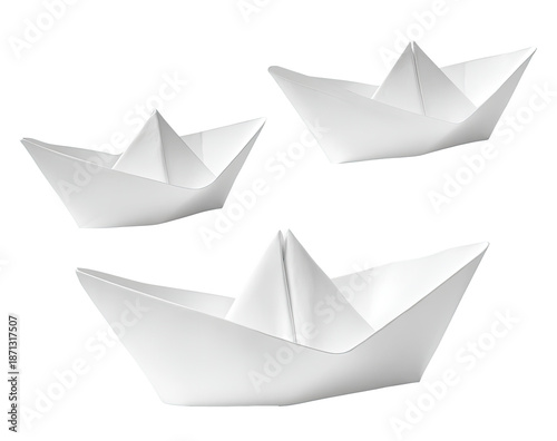 Wallpaper Mural Three simple, white origami boats arranged in a loose group Torontodigital.ca