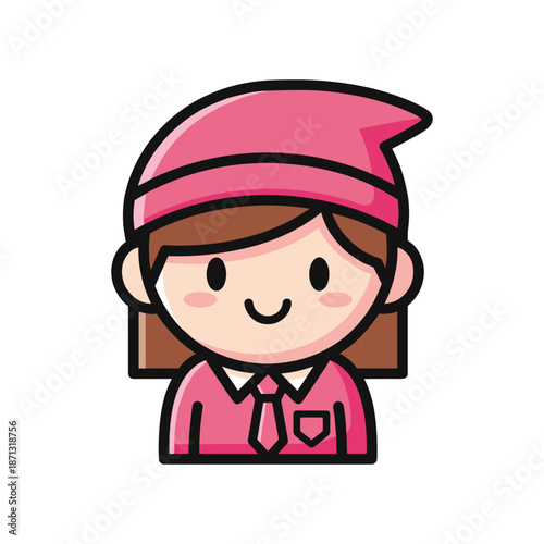 Cartoon Flight Attendant Girl Vector Illustration