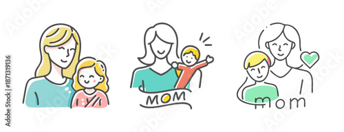 Loving mothers and children, mother's day, family bond, tender moments