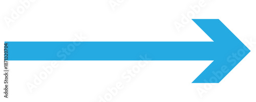 A horizontal blue long arrow icon pointing to right in side . Directional arrow icon.  Blue Navigation Arrows, flat design vector illustrator . Isolated blue arrow on white background. 