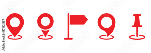Red Map pin icon. location pin place marker. Location icon. Map marker pointer icon set. GPS location symbol.