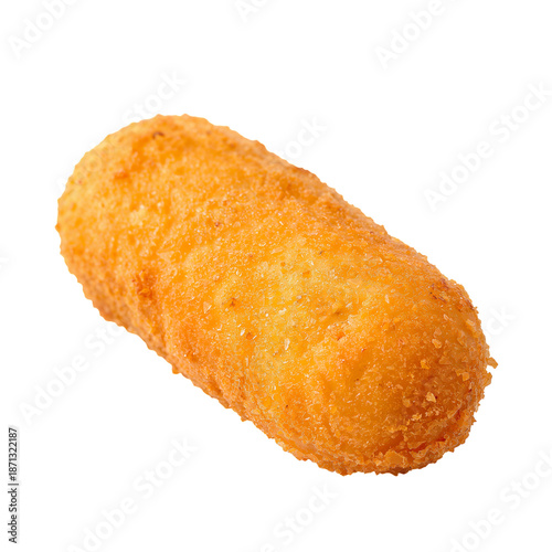 Freshly Prepared Golden Fried Snack Served on a White Background With Focus o...