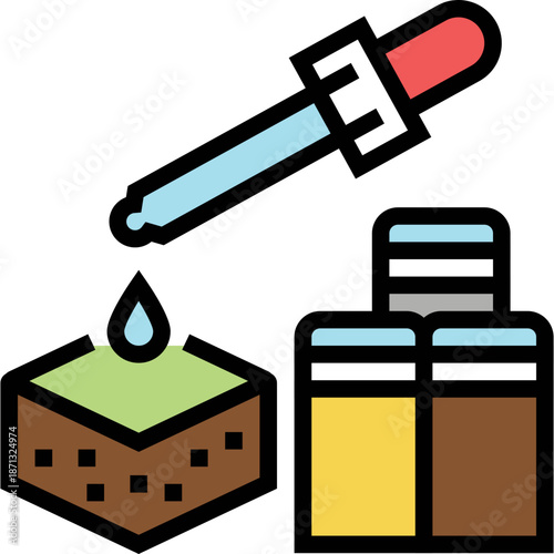 Soil testing and analysis with dropper and samples