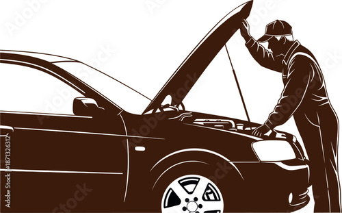 A man checking under the hood of a car