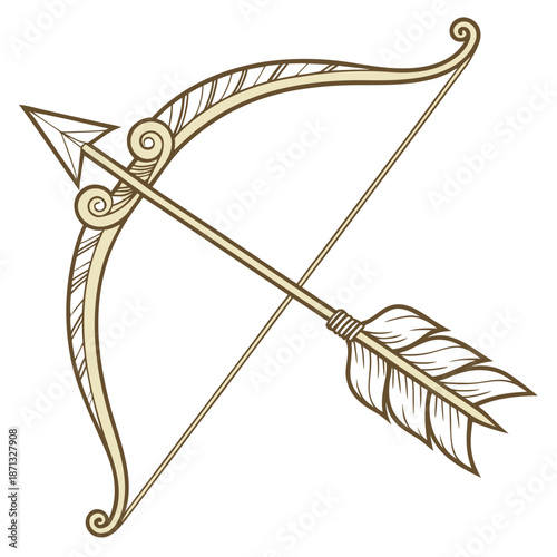 Luxury polished gold bow encircled arrow overhead