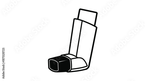 Simple line drawing of an asthma inhaler a vital medical device silhouette