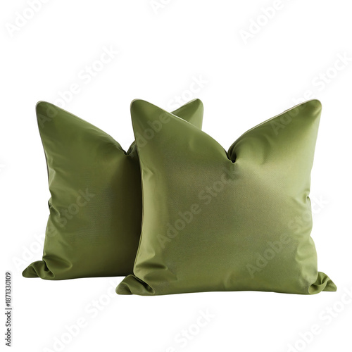 Soft Green Pillows Placed Together on a Light Surface in a Cozy Indoor Space