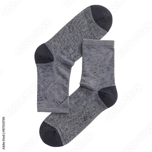Socks With Gray and Black Pattern Laid out on a Flat Surface