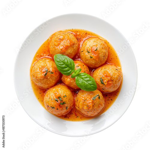 Savory Cheese Balls Served in a Round Bowl With Green Basil on Top