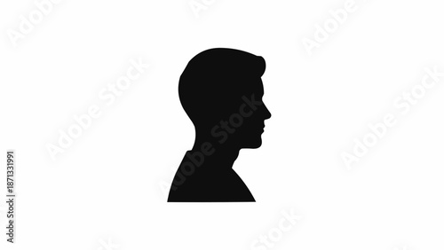 Silhouette Profile of a Young Man Facing Right.