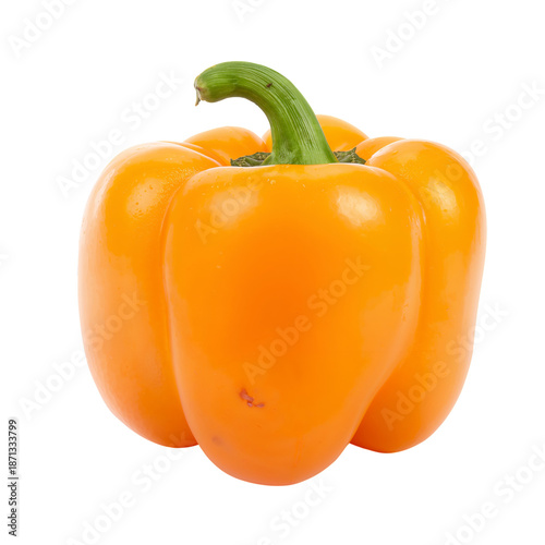 Yellow Bell Peppers Stacked Together in a Bright Arrangement on a White Backg...