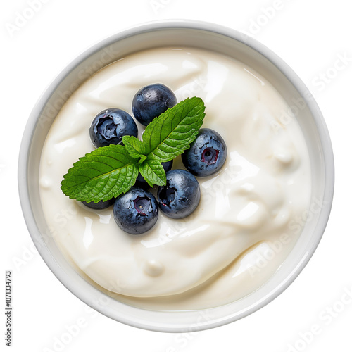 Fresh Blueberries in a Bowl With Yogurt on a Table in a Kitchen Setting Durin...