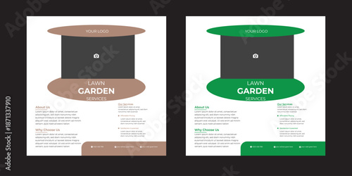 Lawn and gardening maintenance social media post banner template Lawn or gardening service social media post and web banner template