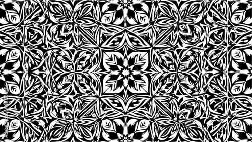 MobileVector ornamental seamless pattern in oriental style. Abstract black and white geometric ornament texture in traditional islamic, arabian, moroccan, damask style. Repeat floral mosaic background
