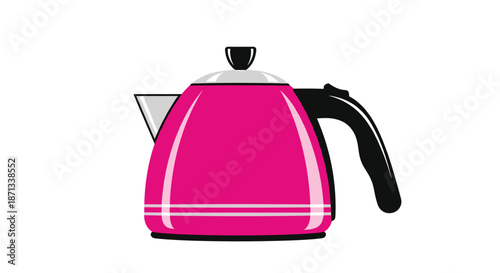 Modern pink electric kettle with a black handle and base featuring a sleek design and white decorative stripes on its glossy body.