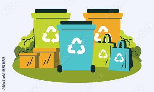 Sustainable Waste Management Recycling Bins With Reusable