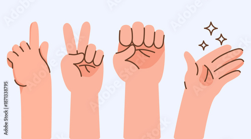 A Set Of Different Hand Gestures Demonstrating Various