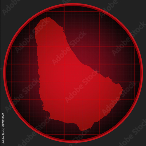 Vector map of Barbados on the radar screen